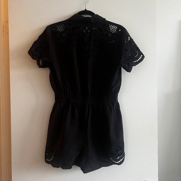 Intermix Black Lace Detail Short Romper Size 4 - Picture 3 of 9